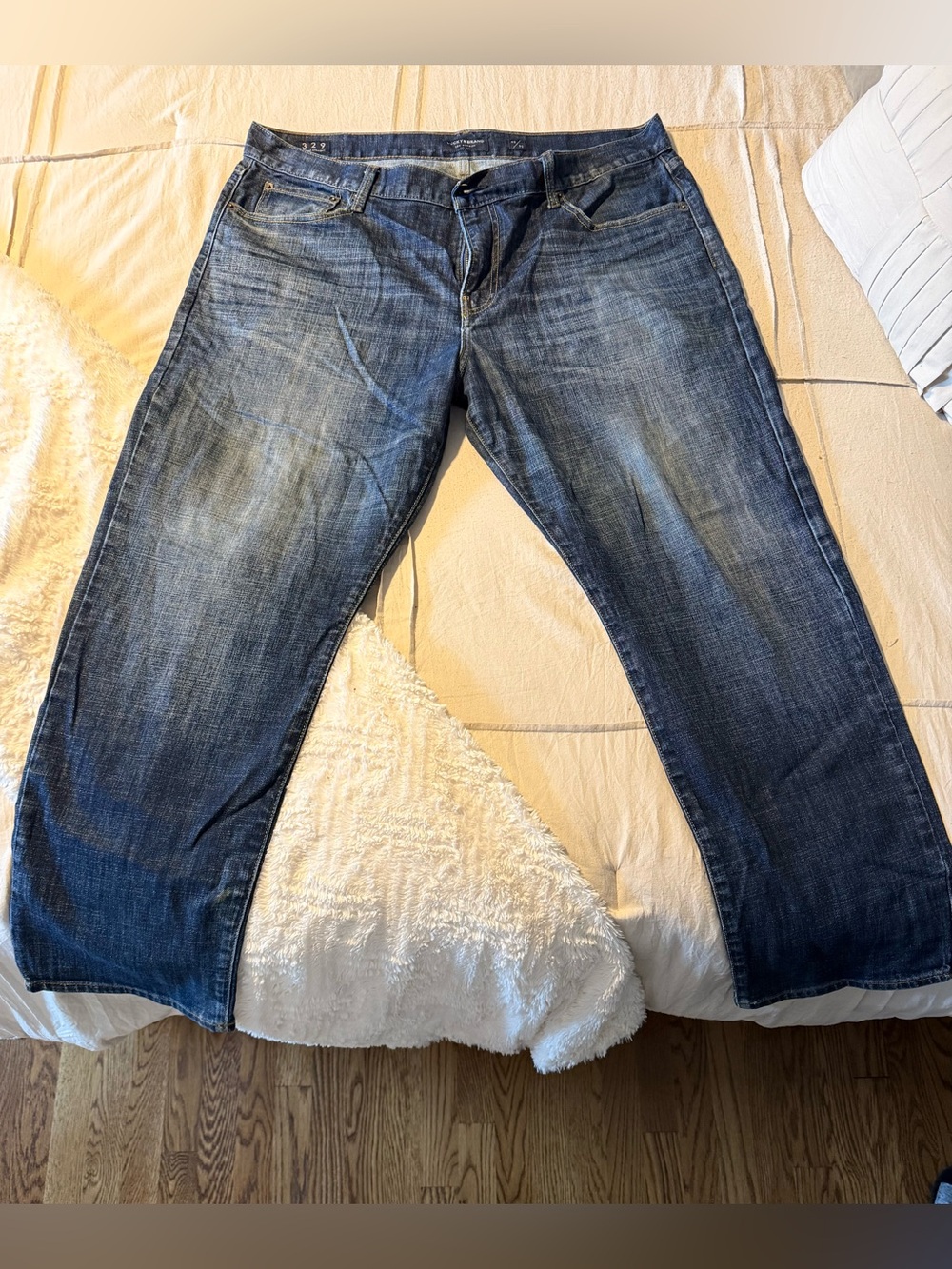 Lucky Brand 329 Classic Straight Men's Washed Blue Relaxed Jeans 40/30